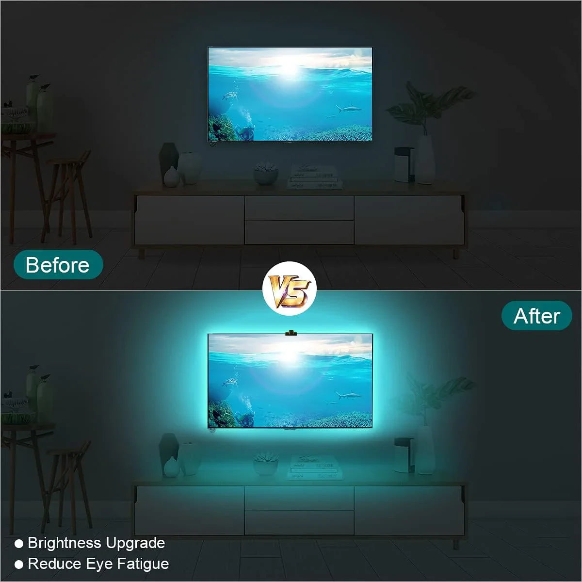 Smart RGBIC LED Backlight Strip – Color Sensor, Music Sync & App Control for PC & TV Gaming Setup