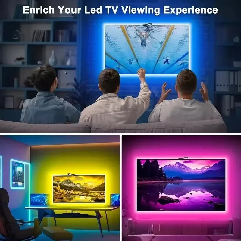 Smart RGBIC LED Backlight Strip – Color Sensor, Music Sync & App Control for PC & TV Gaming Setup